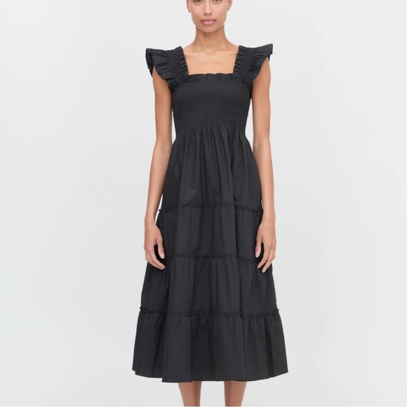 Hill House Dresses & Skirts - Hill House The Ellie Nap Dress Black Midi Dress with Ruffle Sleeves Size Small